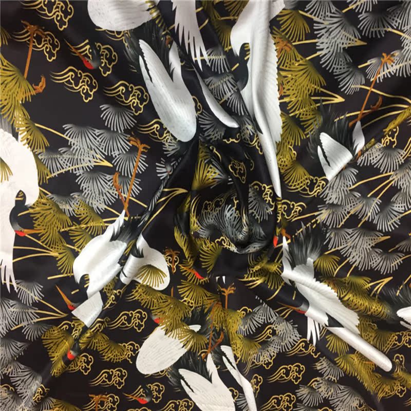 19 Mm14 Wide Black bottom printing Real silk cloth cheongsam silk Silkworm silk cheongsam clothing Fabricin the Home Fabric , Cloth/Fabric/Manual diy Cloth fabric category - from Buy2taobao.com to provide professional Taobao agent buy service