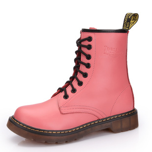  新款春秋女鞋裸色真皮男女欧美马丁靴机车靴子军靴骑士靴单鞋