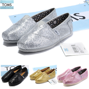  代购TOMS帆布鞋新款正品女鞋经典亮片平底休闲鞋低帮百搭单鞋