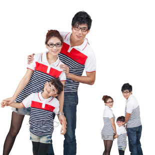  亲子装夏装新品 T恤一家三口装母女母子情侣父子父女装特价