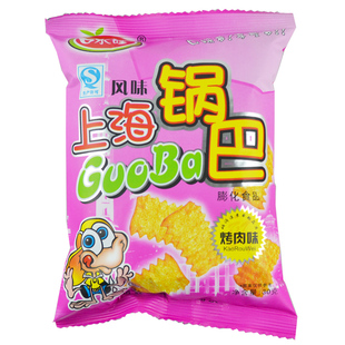  上海喜事来口水娃锅巴烤肉味30g休闲膨化食品办公零食品糯米锅巴