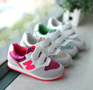  韩版童鞋N字母亮片儿童休闲运动鞋儿童男童女童跑步鞋单鞋 球鞋