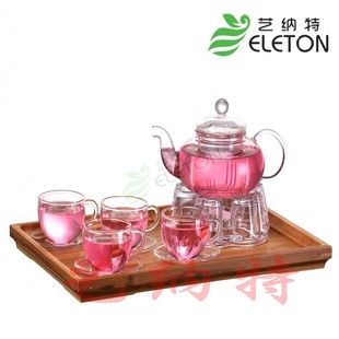  艺纳特 五折秒杀耐热玻璃花茶壶 玻璃茶具套装 整套茶壶8件套包邮