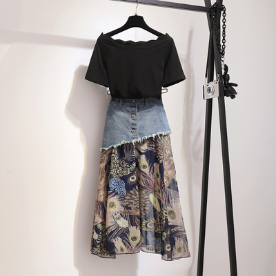 胖妹妹大码女夏装新款洋气套装显瘦减龄胖mm腰粗遮肚子藏肉两件套