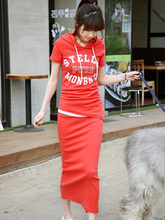 2013 New South Korean version of the letter short-sleeved T-shirt + maxi skirt leisure suit