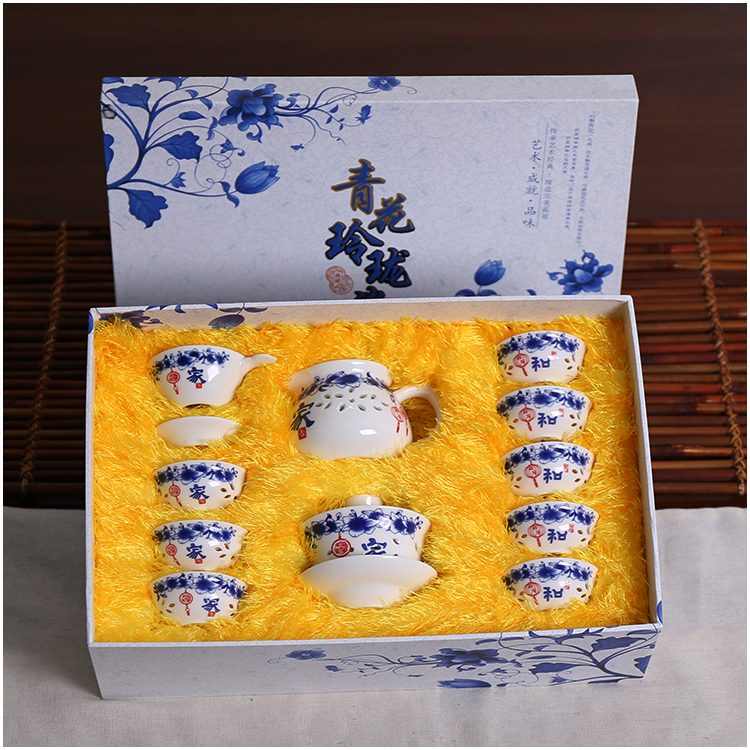 景德镇青花瓷玲珑茶具套装蜂巢镂空陶瓷功夫茶具盖碗茶壶茶杯海|ruв категории посуда, чайный сервиз, кунг - Фу, чайный сервиз - от Buy2taobao.com для оказания профессиональной услуги покупки агента Taobao