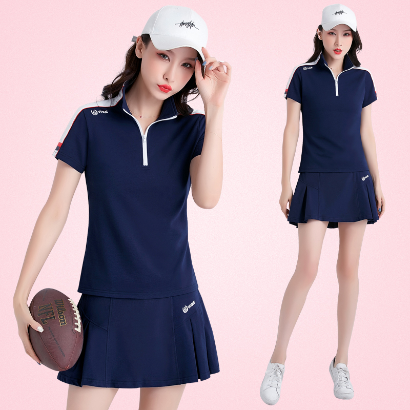 summer Stand collar motion Dress Short sleeved Short skirt Solid Self cultivation Tennis skirt fashion leisure time Dress Summer wearin the Sportswear/Casual Clothing , Sports Skirt , Sports Dress category - from Buy2taobao.com to provide professional Taobao agent buy service