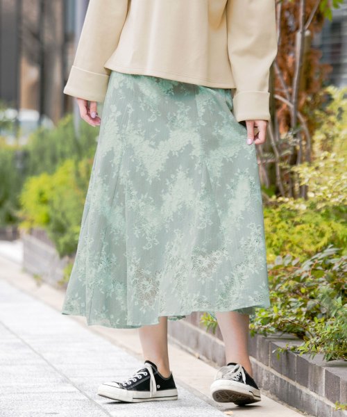 19AW KBF+ 女款蕾絲印花喇叭裙 名品日本代購 03在類目 女裝/女士精品, 半身裙中 - 來自Buy2taobao.com提供專業的淘寶代購服務