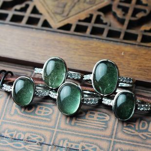  巴西进口原料 罕见全绿绿幽灵戒指 镀银925银镶嵌 女款 活扣