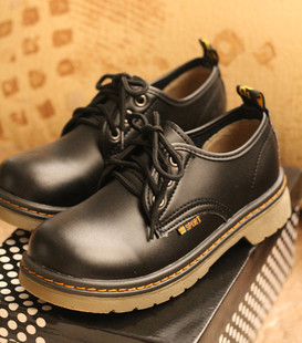  秋款英伦韩版复古帅气大头鞋系带马丁靴厚底单鞋休闲女鞋白黄粉黒