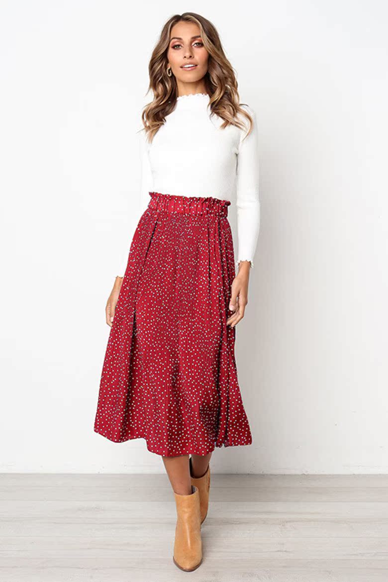 Print dot with pocket women pleated skirt印花女半身裙百褶裙在类目 女装/女士精品, 半身裙中 - 来自Buy2taobao.com提供专业的淘宝代购服务