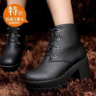 包邮春夏季女靴子单短靴马丁靴骑士靴森女圆头粗跟系带英伦单鞋女