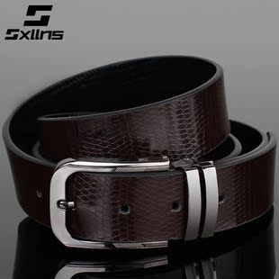  sxllns 皮带男士真皮 男皮带 牛皮腰带男正品 潮韩版休闲裤带针扣
