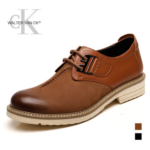  春夏季时尚系带休闲鞋男士低帮板鞋耐磨增高鞋潮流磨砂真皮鞋