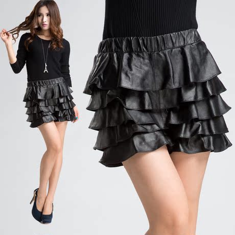 <em>真皮短裤女</em>2013秋冬新款<em>海宁</em>绵羊皮<em>短裤裙</em>韩