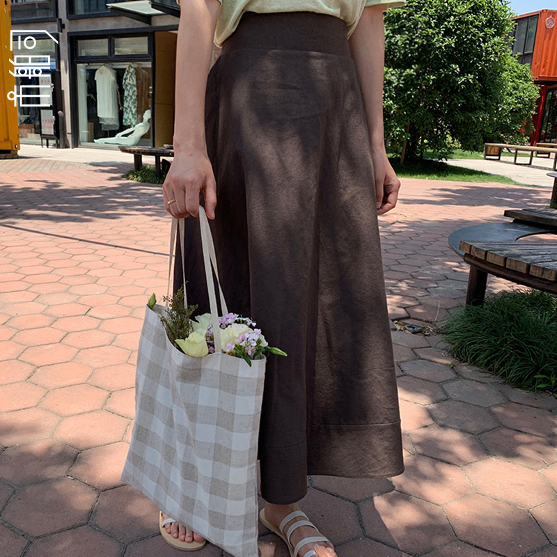 韓國 市舶司女裝2019夏裝新款純色松緊高腰A字裙中長款半身裙在類目 女裝/女士精品, 半身裙中 - 來自Buy2taobao.com提供專業的淘寶代購服務