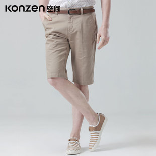  KONZEN空间夏装新款时尚休闲男装中腰修身纯色男式五分短裤