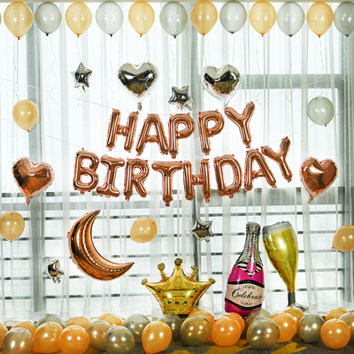 生日快乐派对趴体女孩男生惊喜场景布置背景墙儿童宝宝气球装饰