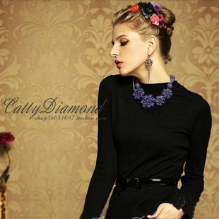  特 欧美直送美国大牌J.C*蓝色妖姬 深蓝时尚花朵项链女饰品