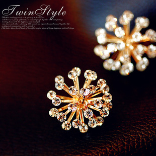  独家雪花镶满钻耳钉耳饰韩版复古水晶新娘时尚百搭耳饰女夸张新款