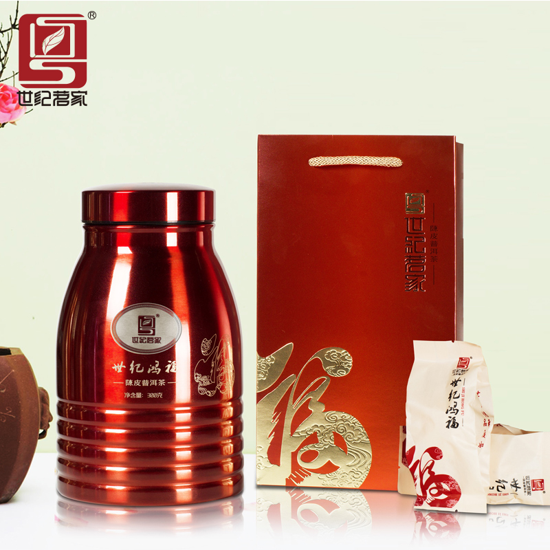 世纪茗家陈皮普洱茶熟茶 世纪鸿福300g 福罐 正宗新会特产柑普茶在类目 茶, 普洱中 - 来自Buy2taobao.com提供专业的淘宝代购服务