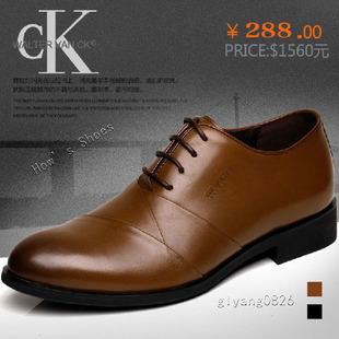  英伦尖头休闲商务正装鞋软底系带耐磨潮流婚鞋正品头层真牛皮鞋男