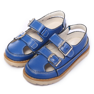  千禧豆新款童鞋男女童韩版牛皮包头宝宝儿童凉鞋真皮潮洞洞鞋