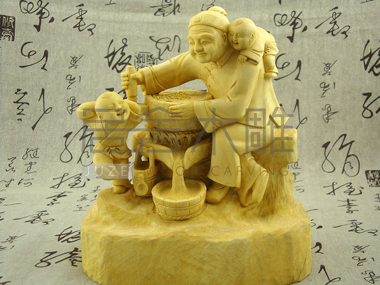【居舍】乐清黄杨木雕/居家摆设摆件商务礼品/农家生活磨粉老太 【居舍】乐清黄杨木雕/居家摆设摆件商务礼品/农家生活磨粉老太