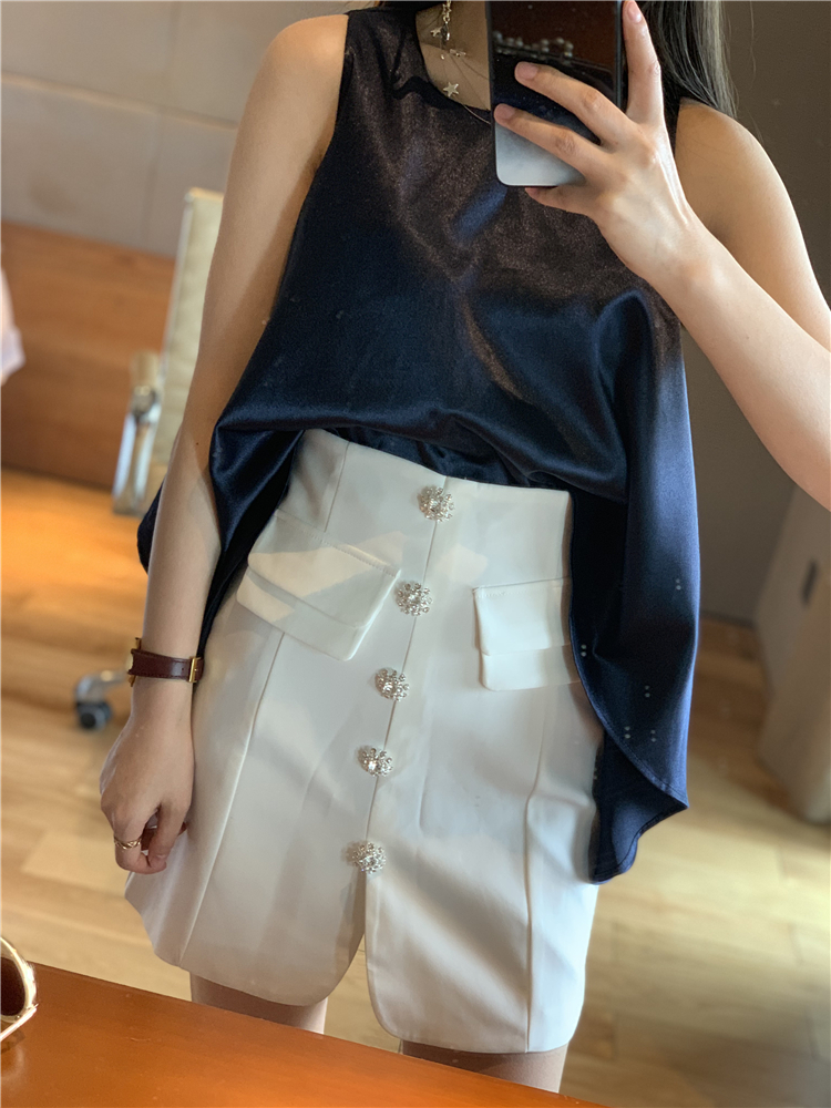JunJun customized 2019 Hong Kong Station in Summer fashion Paige Single breasted Under the bar pocket Half skirtin the Women's clothing/Boutique , Skirts category - from Buy2taobao.com to provide professional Taobao agent buy service