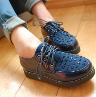 春鞋铆钉圆头增高鞋...