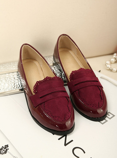  平跟单鞋粗跟休闲欧美女鞋牛津鞋英伦复古圆头平底鞋潮鞋新款