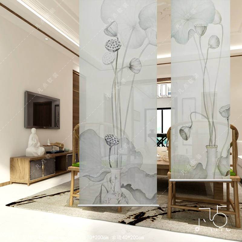 New Chinese style Hanging type screen partition Entrance curtain Soft partition fashion a living room Entrance Rolling curtain Guaping Lotusin the Home Fabric , Curtains and curtain accessories , Rolling category - from Buy2taobao.com to provide professional Taobao agent buy service