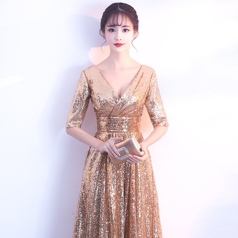 new pattern Evening dress banquet 2017 Host have more cash than can be accounted for Noble grace Dignified atmosphere Company annual meeting goldenin the Women's clothing/Boutique , Wedding/Cheongsam/Formal dress , Formal dress/Evening category - from Buy2taobao.com to provide professional Taobao agent buy service