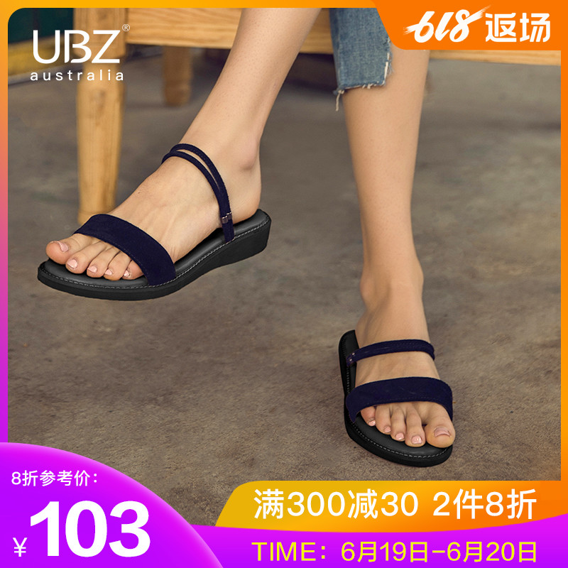 UBZ Sandal girl 2019 New Fairy Style Two wear Flat bottom sandals student Versatile slipper Women's Shoesin the Women's Shoes, Sandals category - from Buy2taobao.com to provide professional Taobao agent buy service