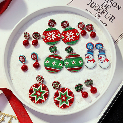 圣诞节主题系列耳环女气质2018新款潮耳饰会动的耳钉网红秋冬款