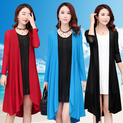 2018夏季防晒衣女中长款长袖过膝大码宽松超薄款开衫披肩百搭外套