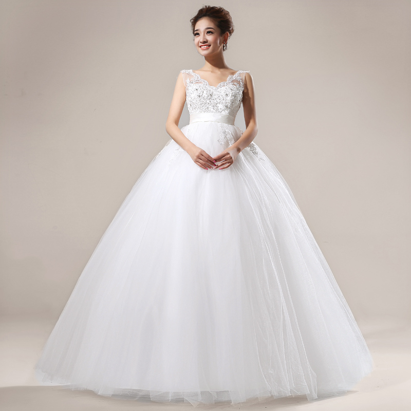 婚纱孕妇一字肩韩版高腰婚纱礼服绑带款新款2013蕾丝V领HS6263 婚纱孕妇一字肩韩版高腰婚纱礼服绑带款新款2013蕾丝V领HS6263