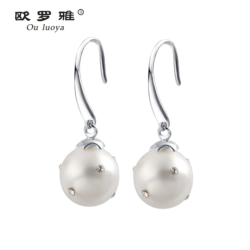 正品 925纯银耳环 时尚贝珠 珍珠耳坠 镶钻耳饰品 礼品 送女友 正品 925纯银耳环 时尚贝珠 珍珠耳坠 镶钻耳饰品 礼品 送女友