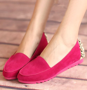  秋季韩版女潮复古英伦风平底平跟尖头单鞋磨砂皮女鞋新款豹纹