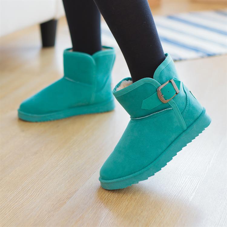 防滑搭扣版女靴子厚...