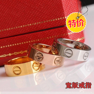  韩国彩金 Love三钉三钻戒指 情侣对戒 指环礼物