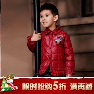  韦氏 新款儿童羽绒服 男童格子衬衫领羽绒内胆衣 外穿服2152