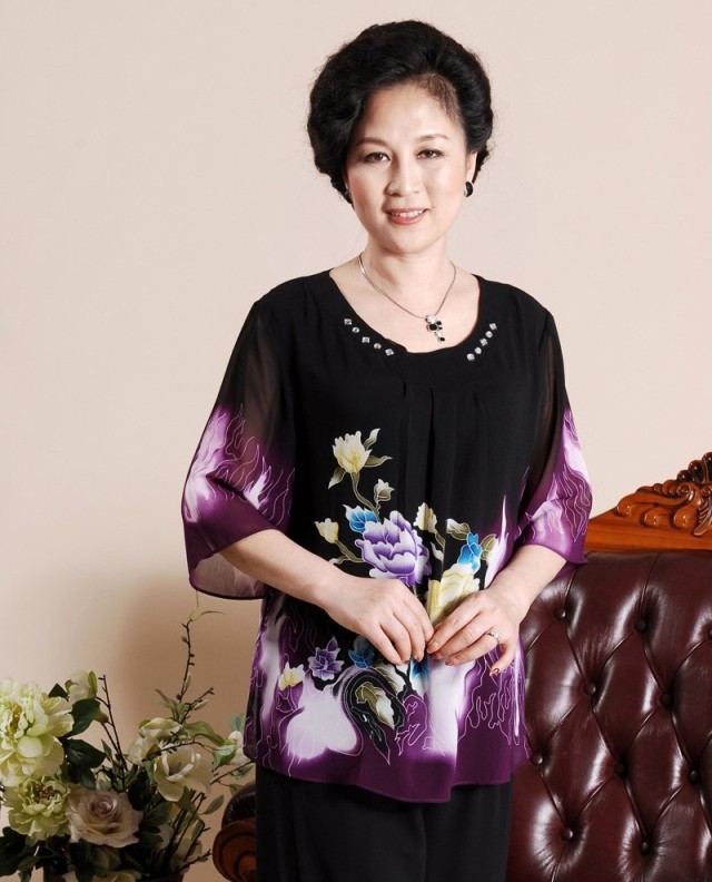 包邮!双层中年女装妈妈装夏季中老年服装夏装雪纺中袖时尚夏季 包邮!双层中年女装妈妈装夏季中老年服装夏装雪纺中袖时尚夏季