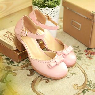  VIVI杂志学院风日系复古少女公主鞋粗跟高跟裸粉色凉鞋5cm女仆鞋