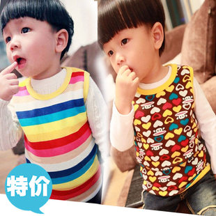  包邮秋冬全棉马甲坎肩 儿童宝宝加厚加绒拉绒保暖背心 男童女童装