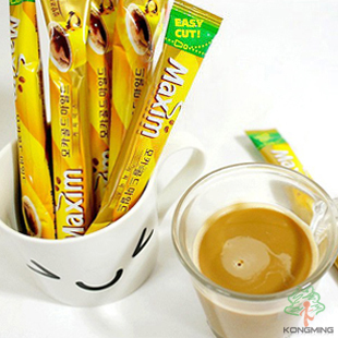  T 孔明 韩国进口 Maxim麦馨摩卡味咖啡 速溶三合一咖啡 麦馨黄