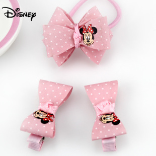  正品迪士尼儿童饰品发饰 米妮发卡宝宝头饰皮筋发绳头花 女童发夹