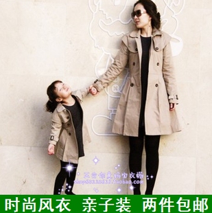  春装新款童装儿童女童韩版时尚风衣外套亲子装母女装附实拍图