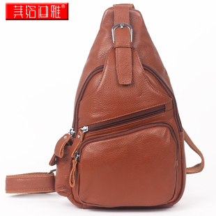  美洛迪雅韩版新款真皮胸包牛皮女式胸包头层牛皮单肩背包斜挎小包