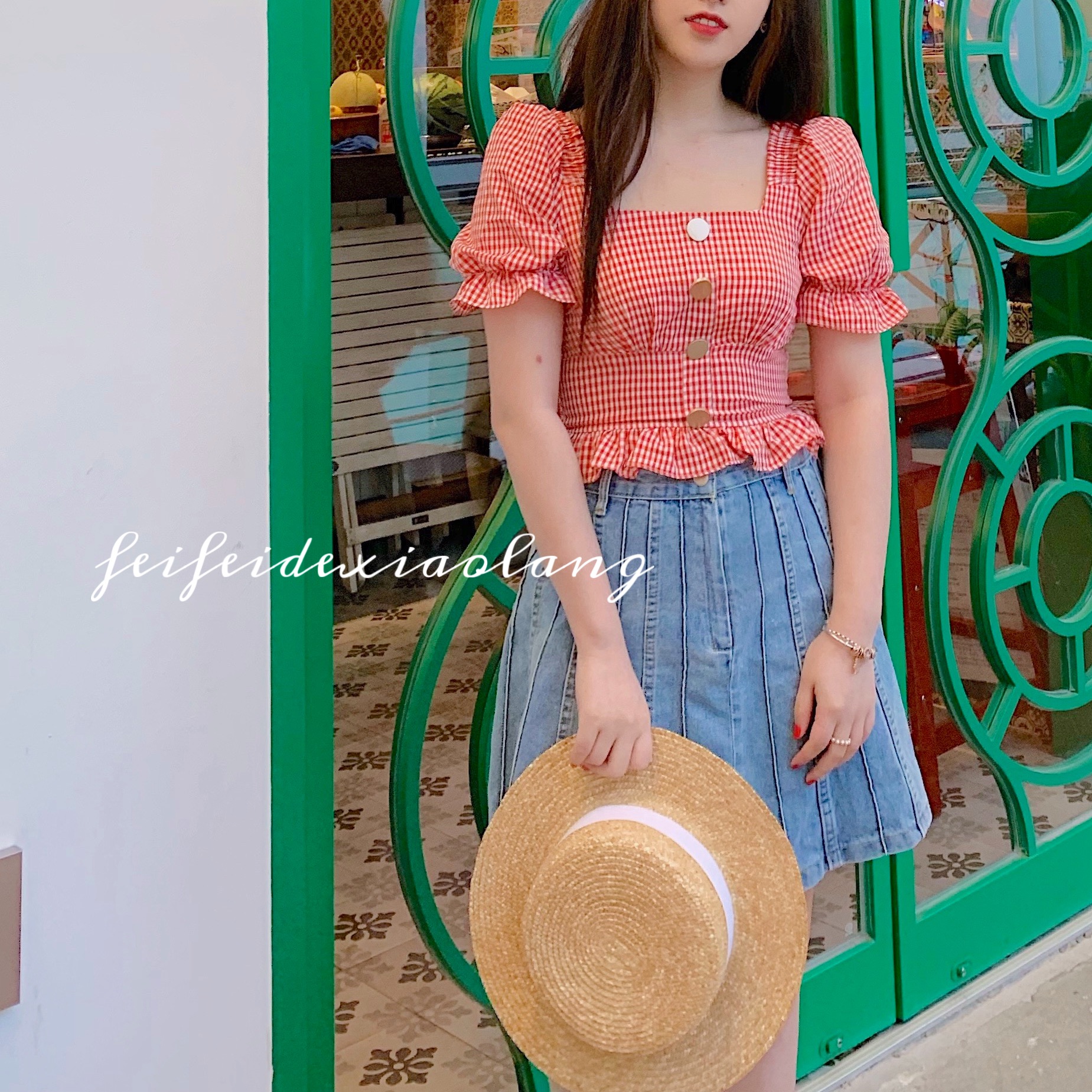 Feifei's Wolf/cowboy skirt Paige a word Short skirt 2019 summer Korean Edition Umbrella skirtin the Women's clothing/Boutique , Skirts category - from Buy2taobao.com to provide professional Taobao agent buy service